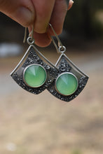 Load image into Gallery viewer, Chrysoprase Moonscape Dangles