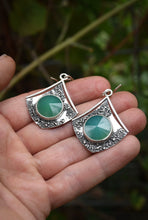 Load image into Gallery viewer, Chrysoprase Moonscape Dangles