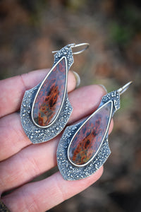 Plume Agate in Chrysocolla Earrings